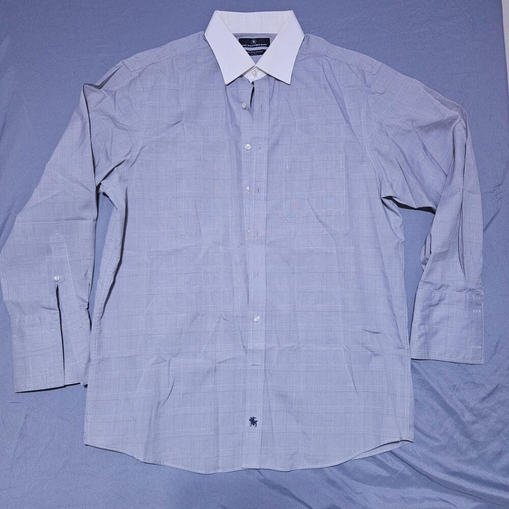 Hart-schaffner-marx Men's Blue and Grey Shirt